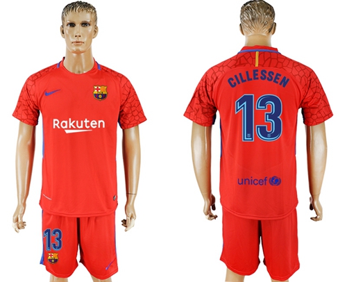 Barcelona #13 Cillessen Red Goalkeeper Soccer Club Jersey - Click Image to Close